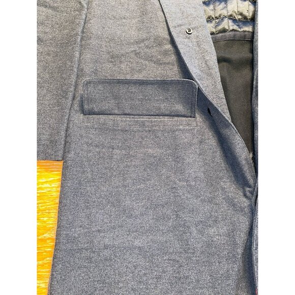 DKNY Mens Gray Wool Blend Button-Front Overcoat - Picture 6 of 9